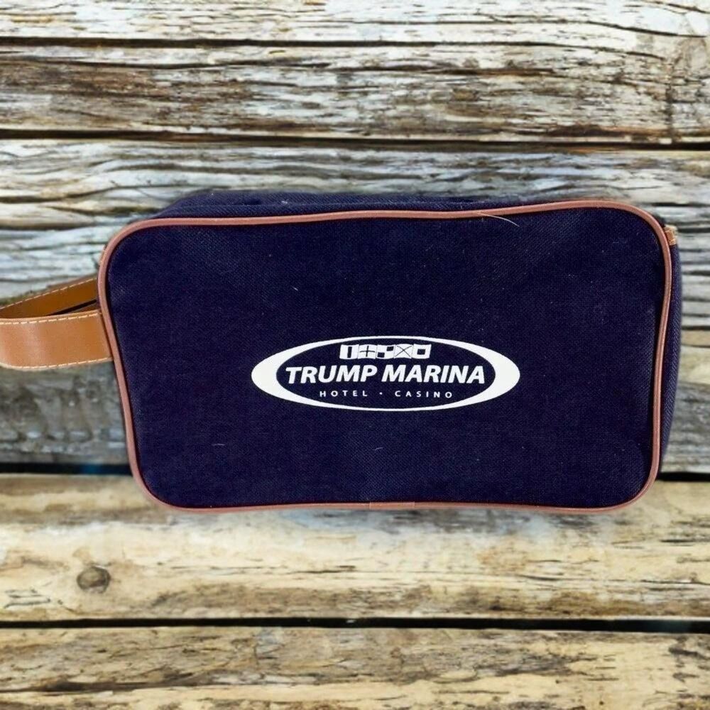 Trump Marina Hotel & Casino Canvas Shaving Kit Bag 11 x 6 x 4 Nice Condition